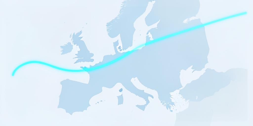 Freight lane route across northwestern Europe